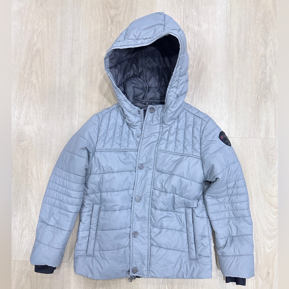 Boys Pajar light puffer jacket, packable, gray, size 7/8